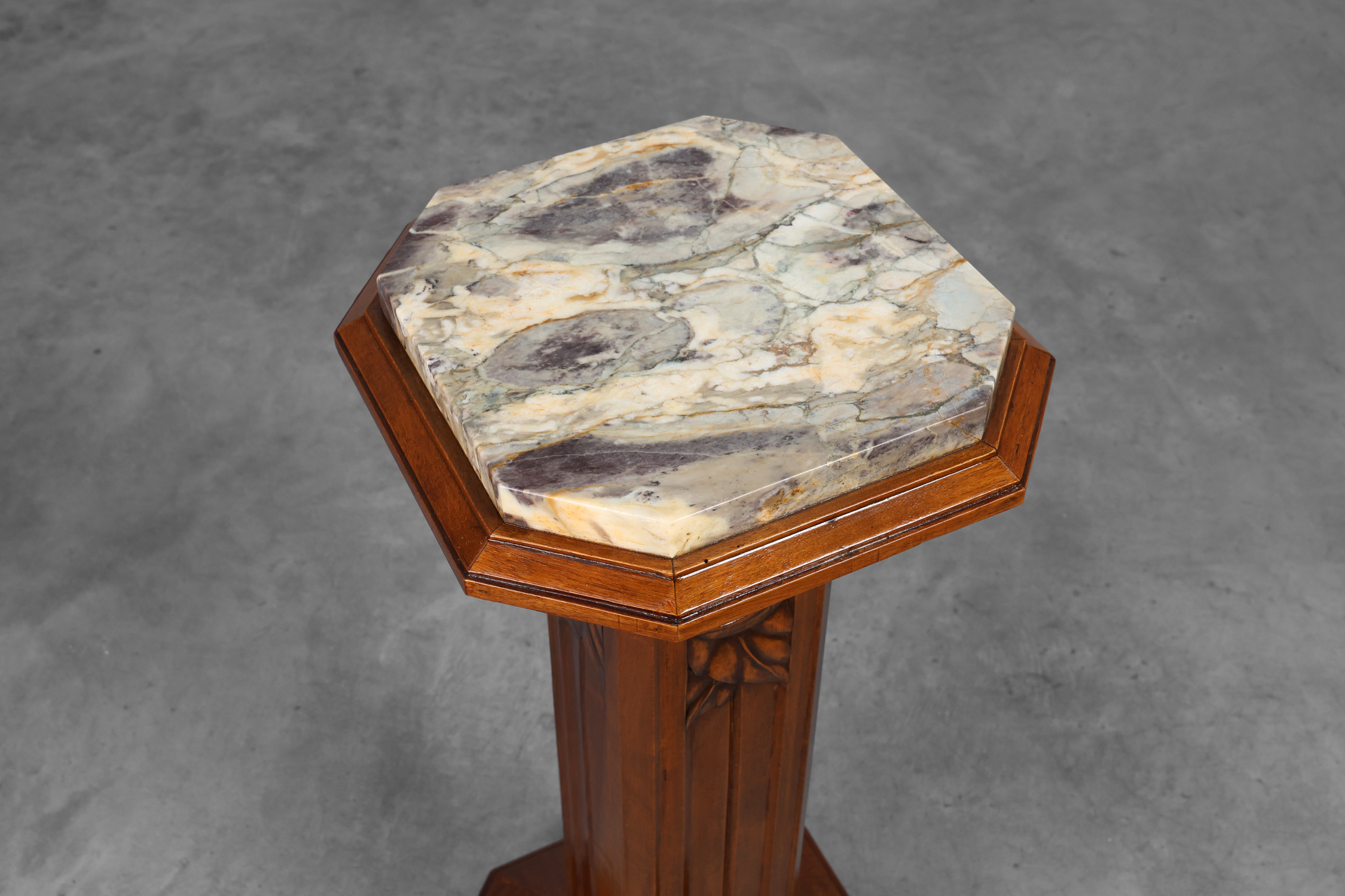 Oak & Marble large Art Deco pedestal, France 1920sthumbnail
